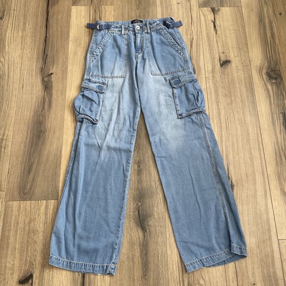 Sanctuary Denim - Sanctuary Reissue Anthro Size XS Denim High Rise Wide Leg Cargo Jeans Stretch